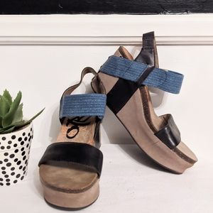 OTBT 7.5 Bushnell Platform Sandal Leather Denim
